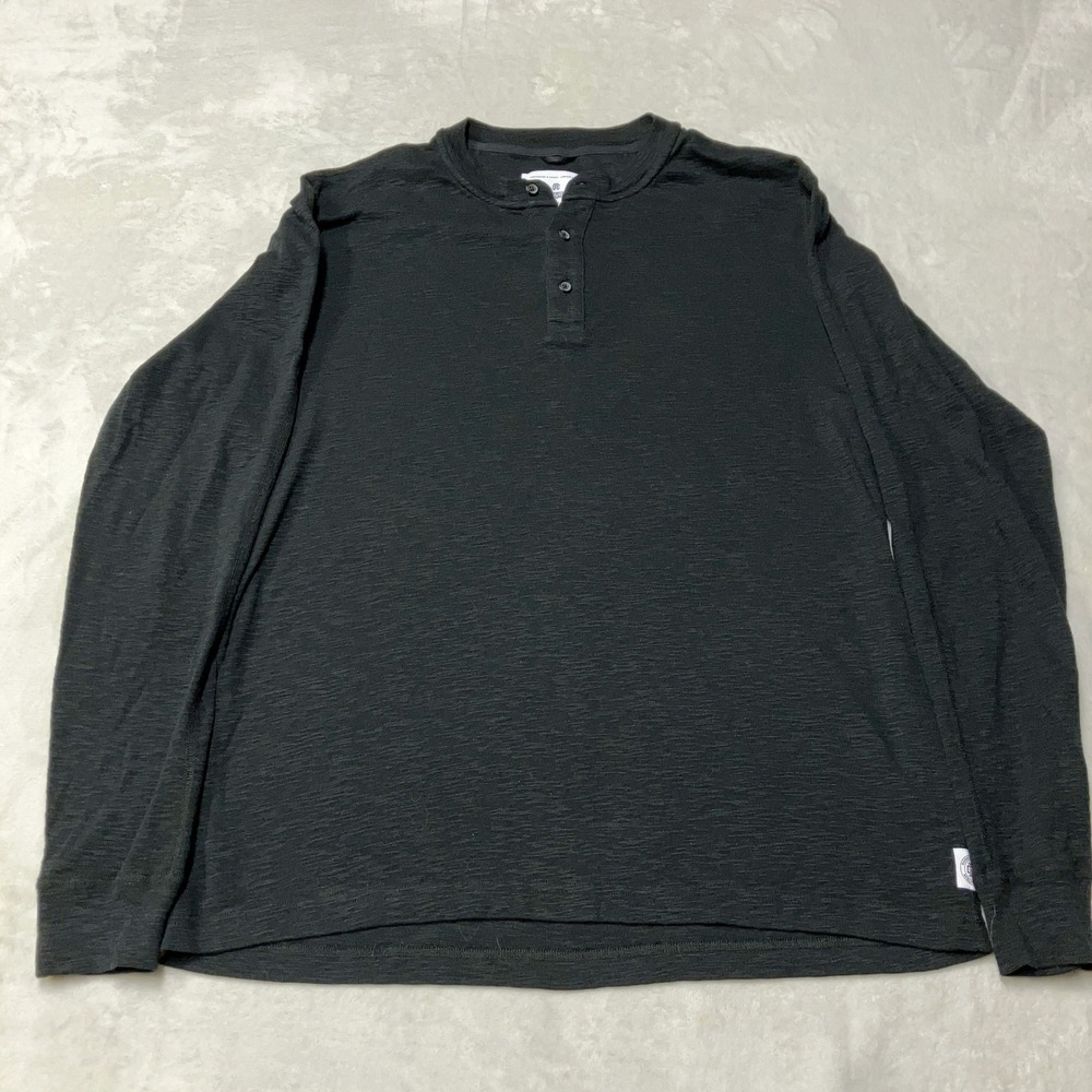 Reigning Champ Henley Shirt Slub Cotton Long Sleeve Black Mens Size Large Canada